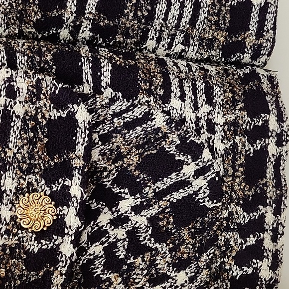 St. John Collection Tweed Iconic  plaid print Jacket Purple White Sz 10 - Picture 12 of 16